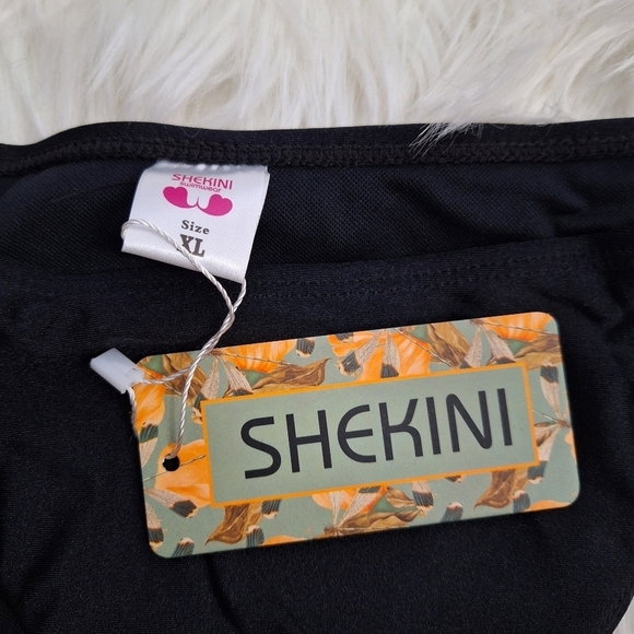 Shekini Womens Classic Bikini Bottom Black Triangle Flat Front Sexy Swim XL - Picture 3 of 7